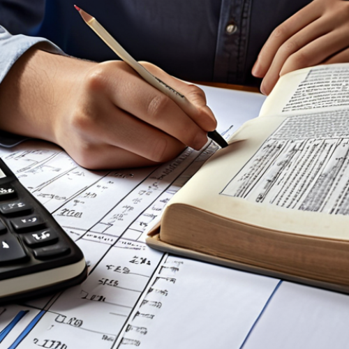 **

A student studying for the Actuary exam with textbooks on insurance law, economics, and mathematics. The scene should depict focus and determination, with notes and practice problems scattered around.

**
