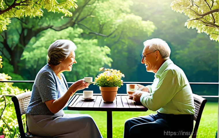 보험계리사와 국민연금 분석 - A diverse group of individuals, including a middle-aged couple and an elderly person, are seated aro...