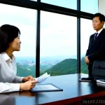 보험계리사와 종합보험 설계 - Photorealistic modern insurance office, a professional actuary in smart business attire analyzing co...