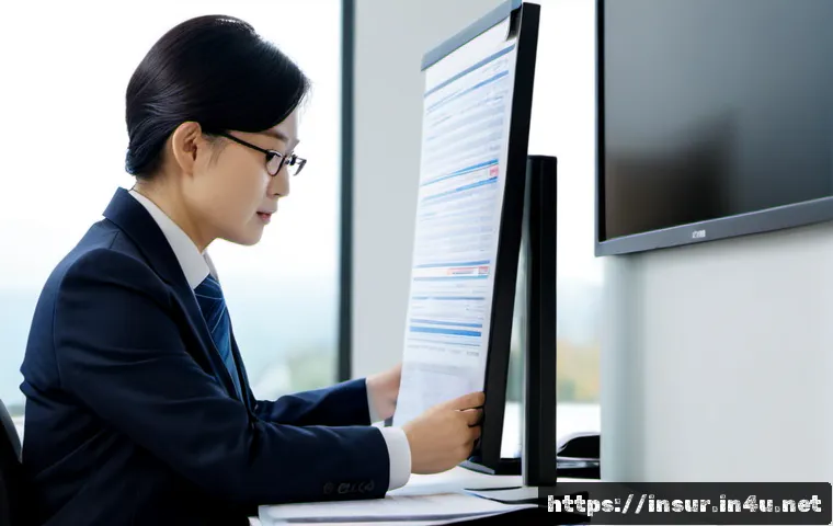 Home 17 보험계리사와 산업 규제 변화 - Photorealistic insurance actuary in a modern office, a focused middle-aged professional reviewing ri...