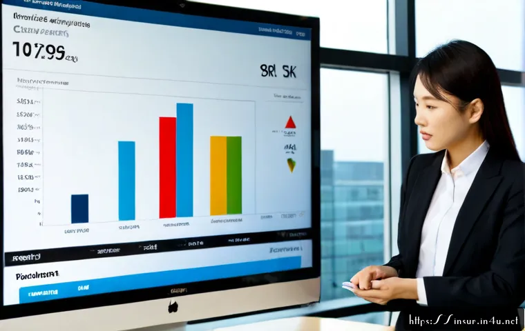 보험계리사와 통합 리스크 관리 - Photorealistic corporate risk management scene, a professional actuary in business attire reviewing ...